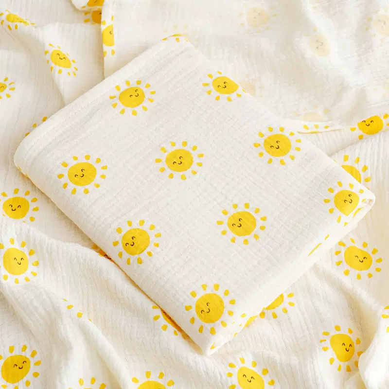 婴儿绉布包巾纯棉纱布襁褓巾新生儿包巾口水巾婴幼儿