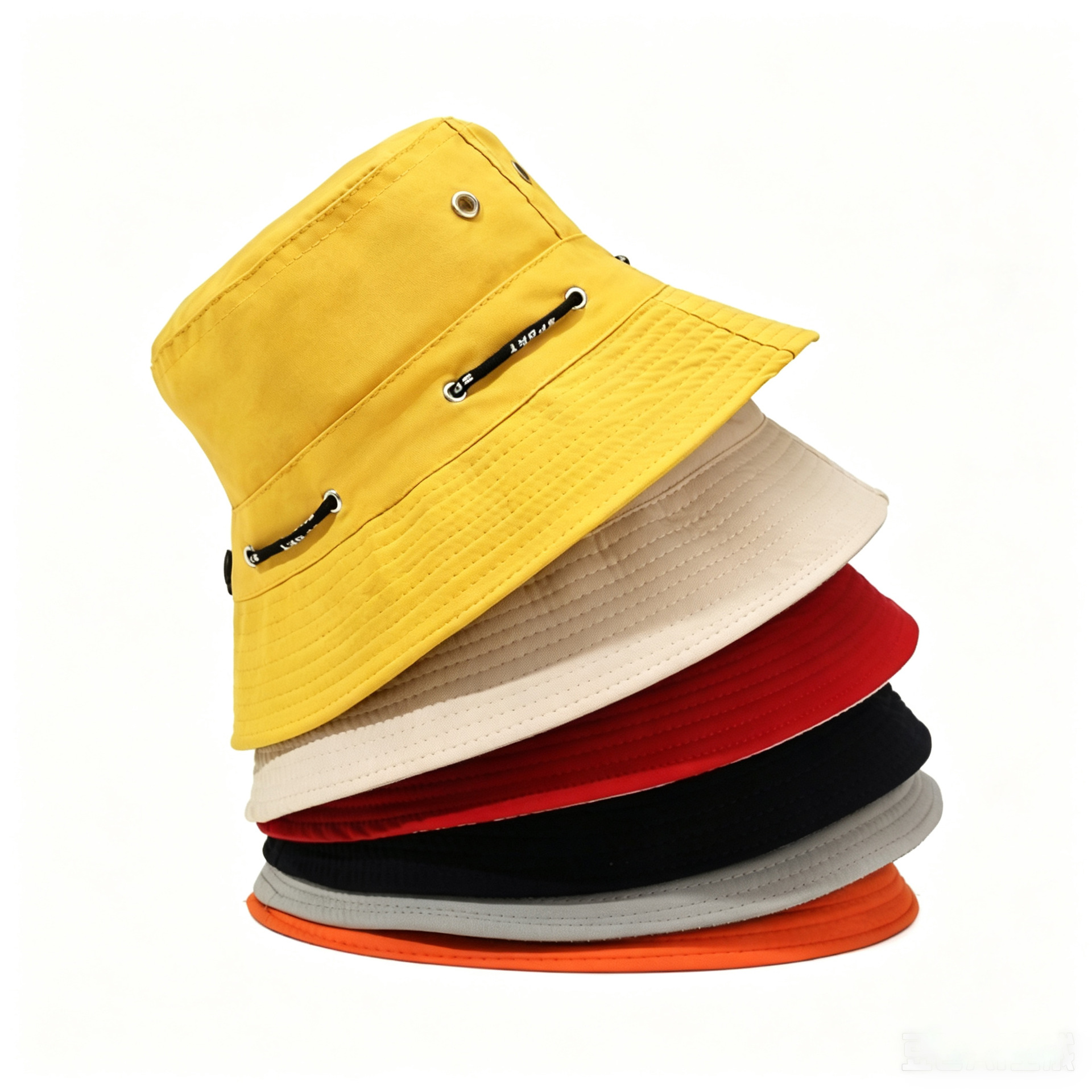 Chapeau de pêcheur de petit bord de chantier de construction antipoussière respirant chapeau hommes voyage mode haut chapeau imprimable logo mot corde pêcheur chapeau