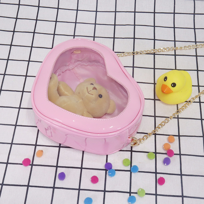 2023 nuevo amor bolsa de la cadena lindo transparente hombro bolsa de mensajero bolsa de bebé 10cm bolsa de dolor JK jalea pequeña bolsa para mujeres