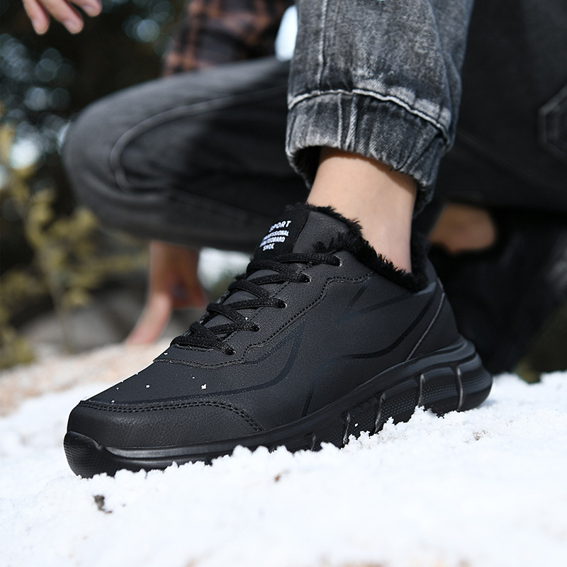 Zapatos masculinos de gran tamaño en otoño, nuevos chefs cocinan para trabajar, fideos de cuero con terciopelo para mantener el calor, deportes, zapatos negros de moda papá