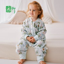 婴儿纱布睡袋宝宝四层竹纤维纱布睡衣儿童春夏分腿睡袋连体衣