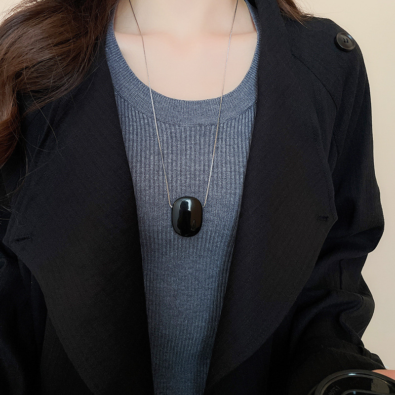 欧美跨境几何水滴高级感项链小众气质冷淡风毛衣链秋冬新款饰品女详情40