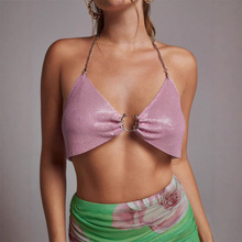 欧美亚马逊跨境夜店沙滩女装深V亮片性感辣妹修身吊带背心上衣153