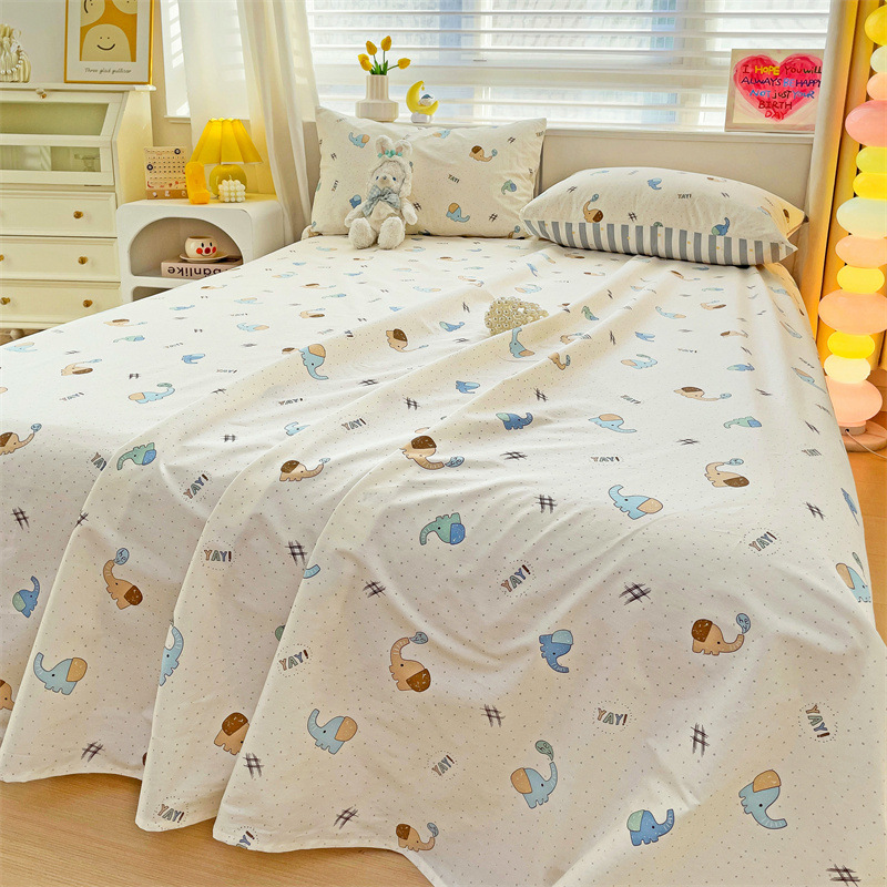 2025 nueva sábana de algodón fresco pequeña pieza individual 100 algodón dormitorio de estudiantes cama individual funda de almohada de tres piezas 2