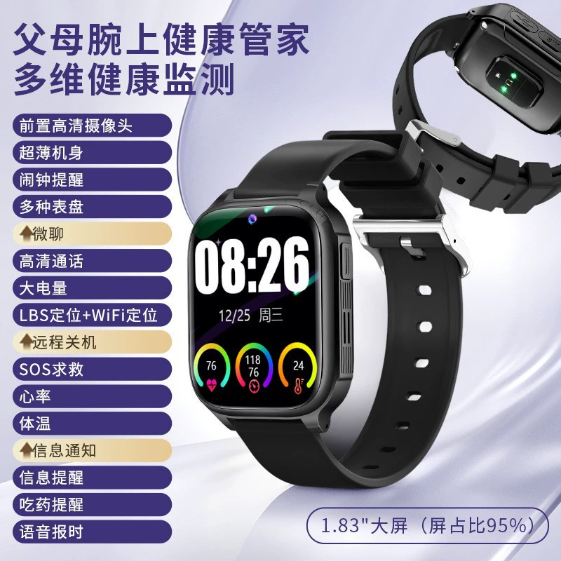 Bracelet, thermometer for elderly, with synchronisation with phone, geolocation function, tracks heartbeat