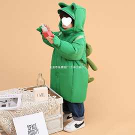 2025新款中小童羽绒服中长款男童女童加厚保暖外套加绒现货白鸭绒