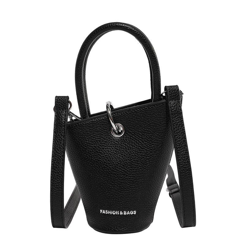 Bolso de cubo de diseño de nicho 2025 verano nuevo bolso de hombro con patrón de lichi mini bolso de mensajero de letras mujer