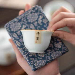 德化品茗杯单个陶瓷茶杯中国风功夫新款家用茶具简约喝茶矮脚单杯