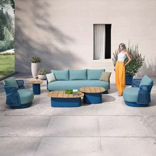 Outdoor Rattan Sofa Courtyard Terrace Garden Outdoor Open-Air Waterproof Sun Protection Leisure B&B Rattan Chair Sofa Combination