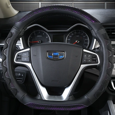 Accessories, Silicone Steering Wheel Covers That: Steering wheel cover - leather-studs-d-shape-charming-purple-38