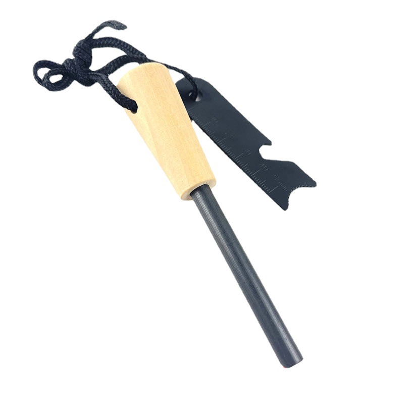 Portátil al aire libre Firestone equipo de camping supervivencia al aire libre herramienta de supervivencia magnesio palo fuego tomando máquina mango de madera palo de fuego