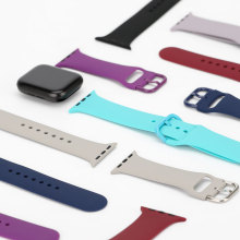 适用苹果表带applewatch纯色运动硅胶带iwatch表带针扣腕带手表带