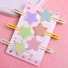 可爱风糖果色网格五角星亚克力发卡头饰发夹碎发饰发刘海夹侧边夹