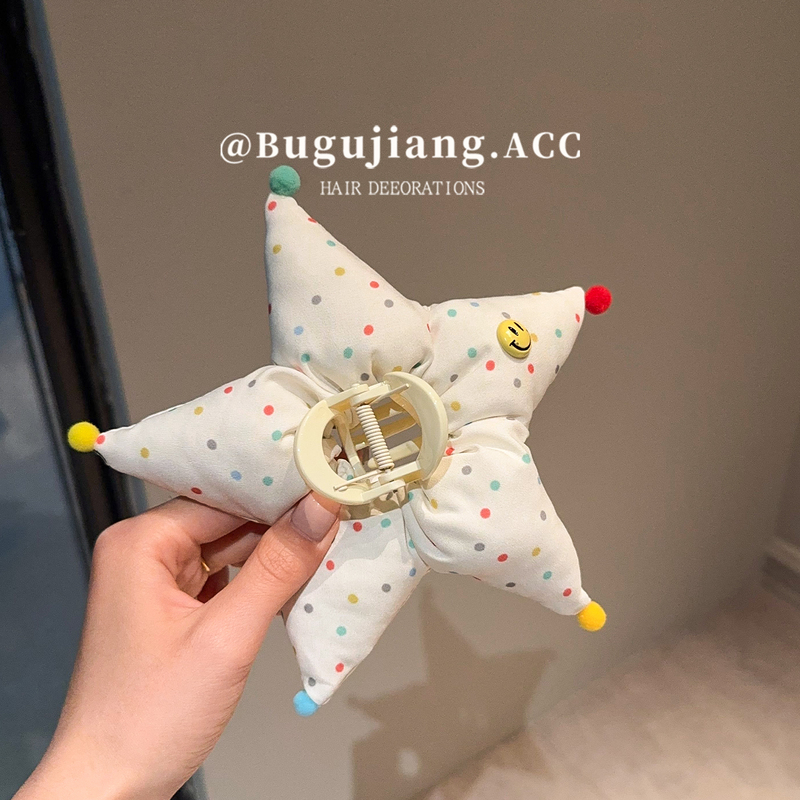 发圈波点充棉高级感发饰五角星立体抓夹小众原创鲨鱼夹少女心头饰|undefined