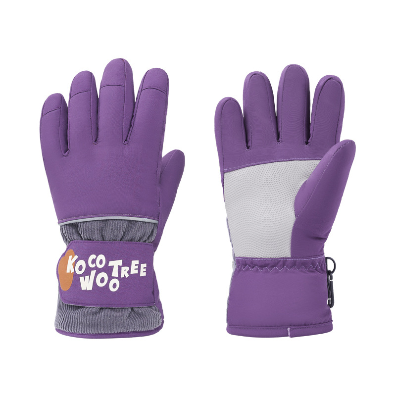 Guantes de esquí de árbol KK para niños impermeables a prueba de viento para hombres y mujeres en invierno con acolchado espontáneo calentamiento de cinco dedos antideslizante