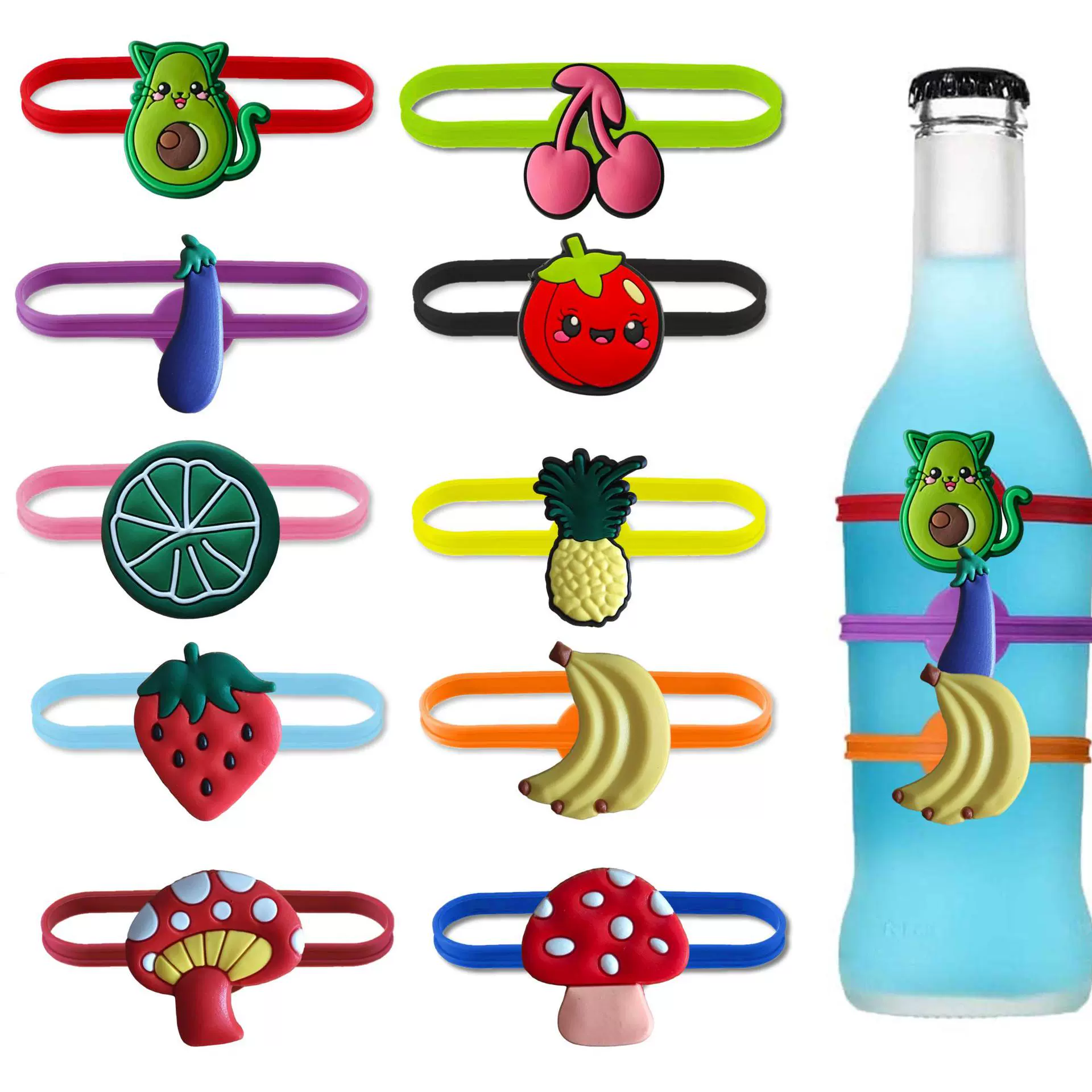 Креативные силиконовые маркеры для винных бокалов для овощей и фруктов, маркеры-идентификаторы для вечеринок в баре и караоке, подставки под вино