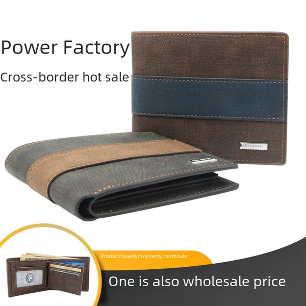 Factory Direct Sales Pu Wallet Men's Short Coin Purse Multi-Card Slot Retro Casual Wallet Card Holder Wholesale in Stock