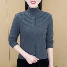 一件代发2024秋冬新款法式半高领双面绒保暖显瘦打底衫女洋气上衣