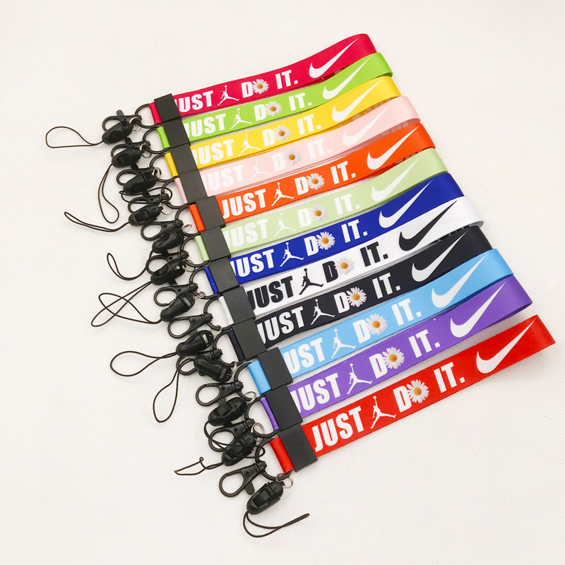 Thermal transfer mobile phone lanyard fashion brand JUST DO IT Nike lanyard factory wholesale AJ mobile phone rope custom logo