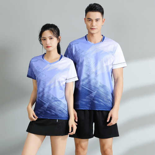  Badminton Set Sports Training Team Table Tennis Uniform Short-Sleeve Unisex Kids New Quick-Dry Printed Group Purchase