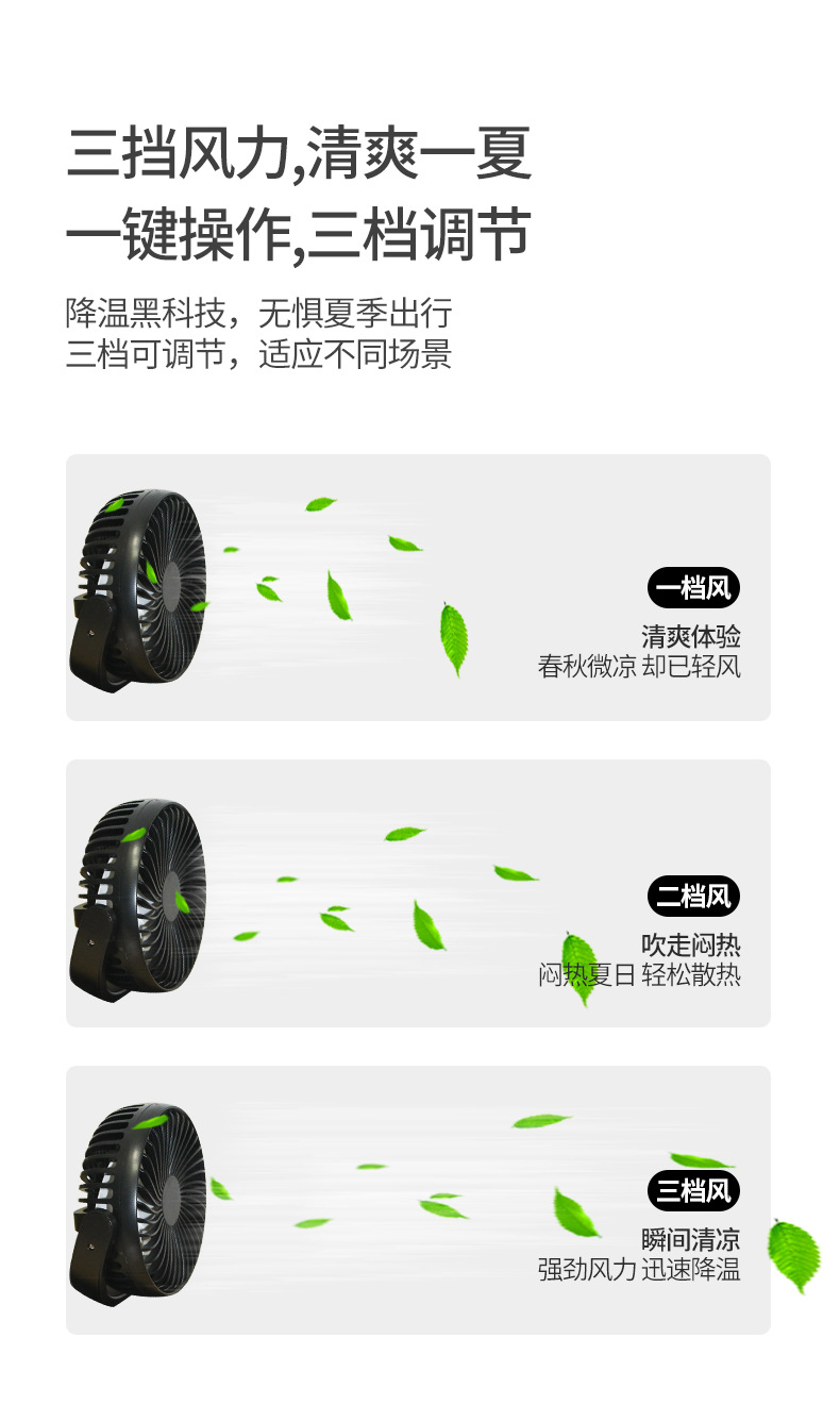New electric vehicle rearview mirror fan, USB fan with three-speed high wind power, a car fan specifically for riders