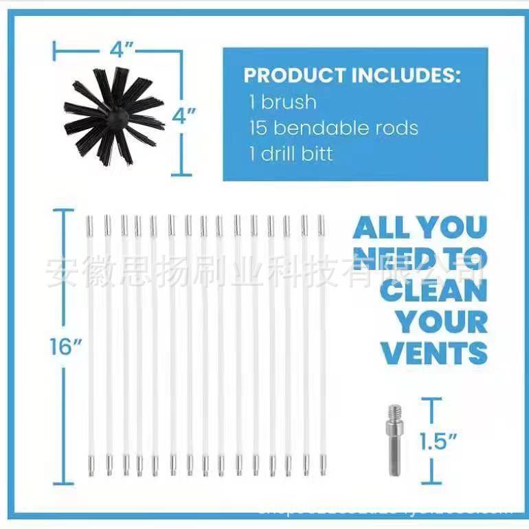 Cross-border chimney brush dryer pipe brush cleaning brush cleaning brush range hood cleaning equipment Brush electric drill brush