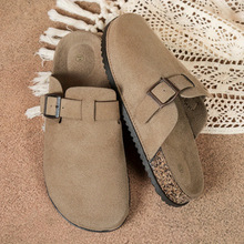 R 59666 Suede Thick Sole Slippers ĥɰƤ��װ�ͷ��Ь�羳