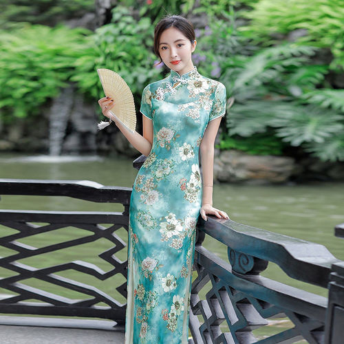  long cheongsam skirt restoring ancient ways Plus size chinese dresses retro oriental cheongsam qipao for women girls  qipao dress