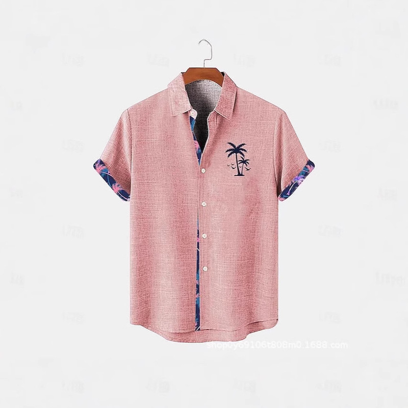 Foreign trade cross-border summer and autumn new marine fish pattern lapel loose casual short sleeve 3D printed shirt 2024