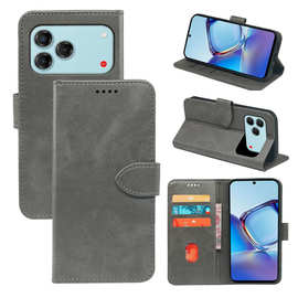 厂家适用中兴 nubia v80 design小牛皮纹前扣a75翻盖手机皮套a35