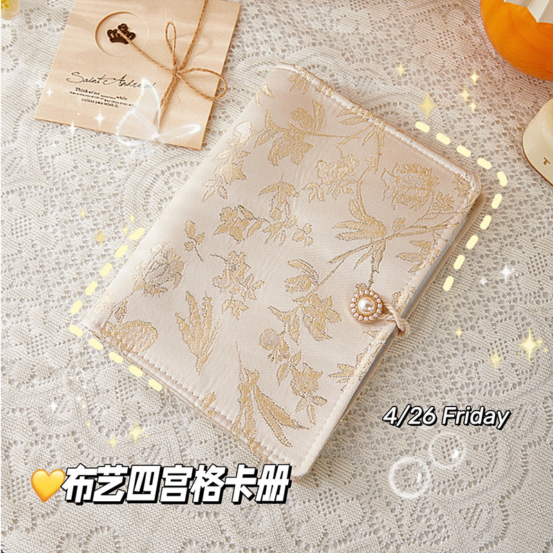 Nuevo libro de tarjetas de tela china de alto valor satén bordado álbum de fotos de 3 pulgadas de tarjetas de amado