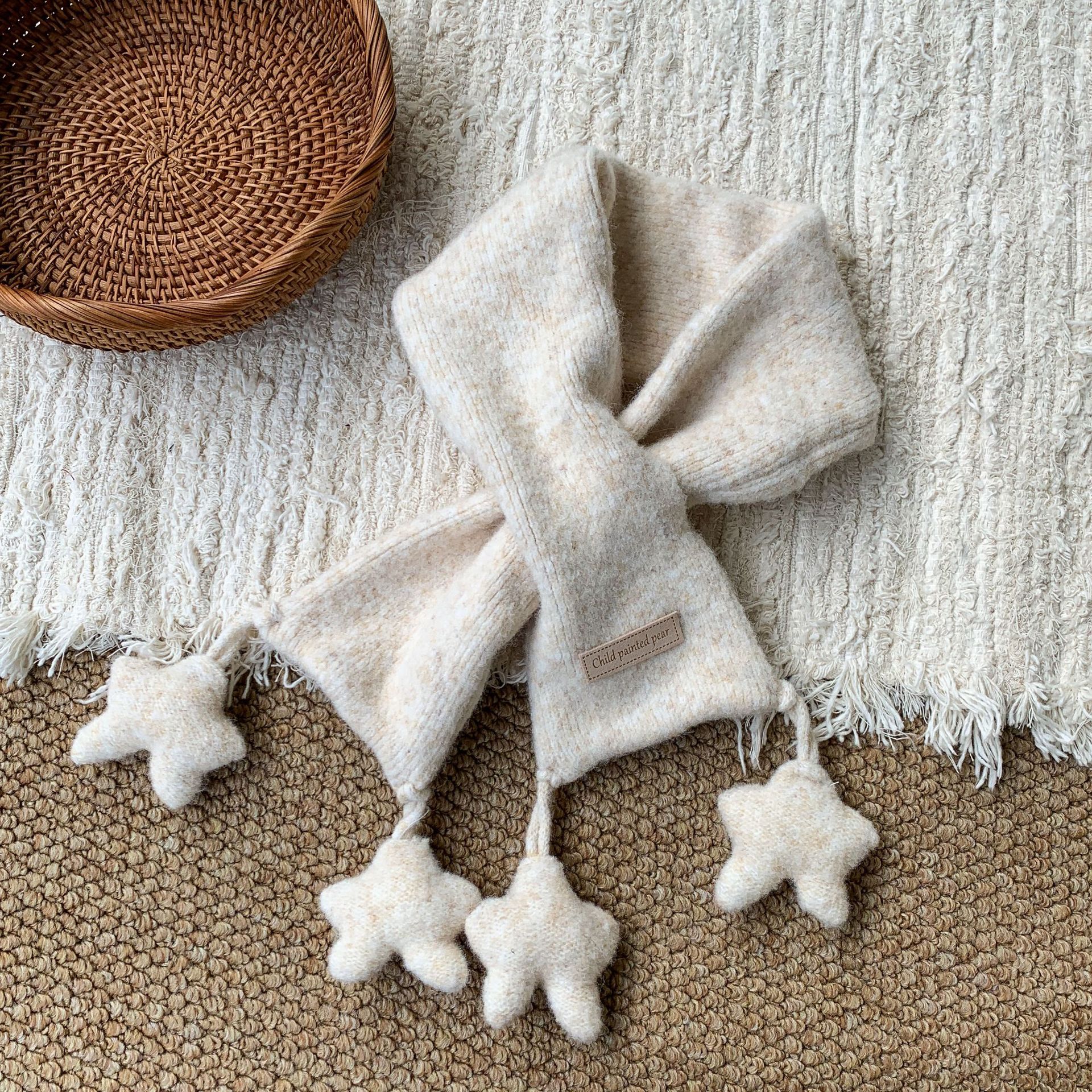 Bufandas de invierno para niños 2025 nuevo engrosado calentamiento estrellas de lana de punto para niñas baby bib