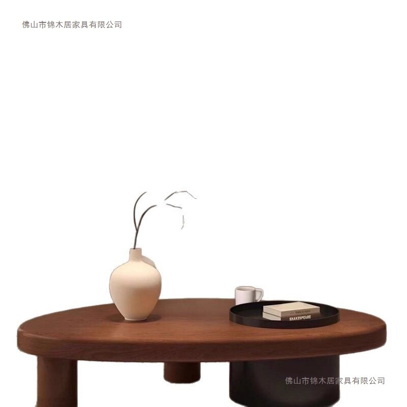 中古风茶几实木客厅可收纳小户型家用极简设计师新款侘寂风茶边几|undefined