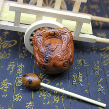 雷击枣木敲打木鱼手把件精心实木复古打击解压音质清脆摆件手工