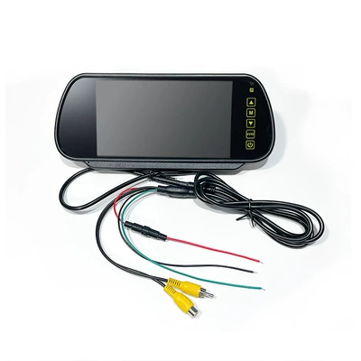 7inch Rearview Mirror Display Adjustable 8-Lamp Rear-View Reversing Car Camera Display Two-Way Video Input (Car display) - 7inch-rearview-mirror-bmw-plug-to-av-plug