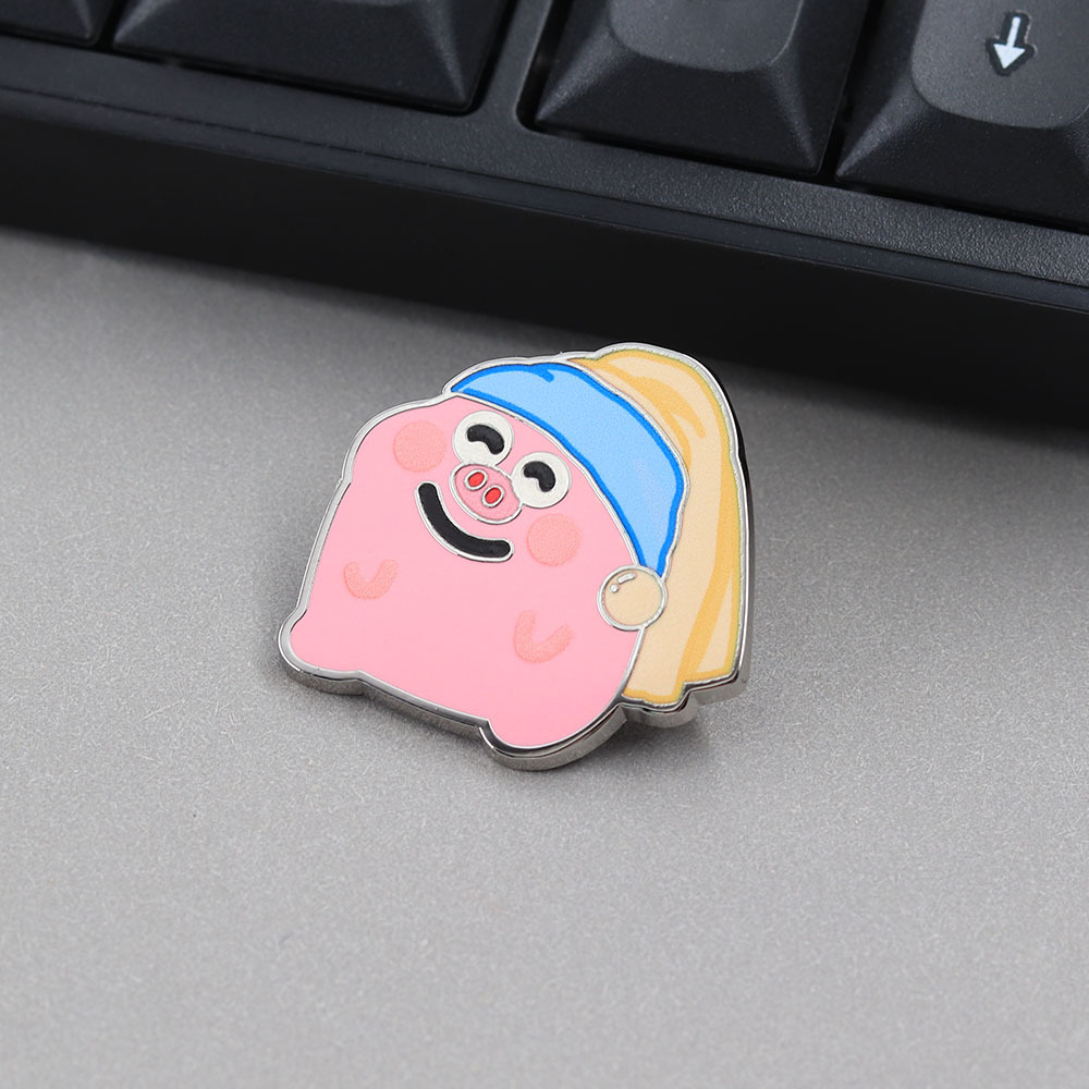 Girl with Pearl Earrings Enamel Badge Cartoon Pig Metal Brooch Cross-Border Hot-Selling Backpack Accessory Wholesale