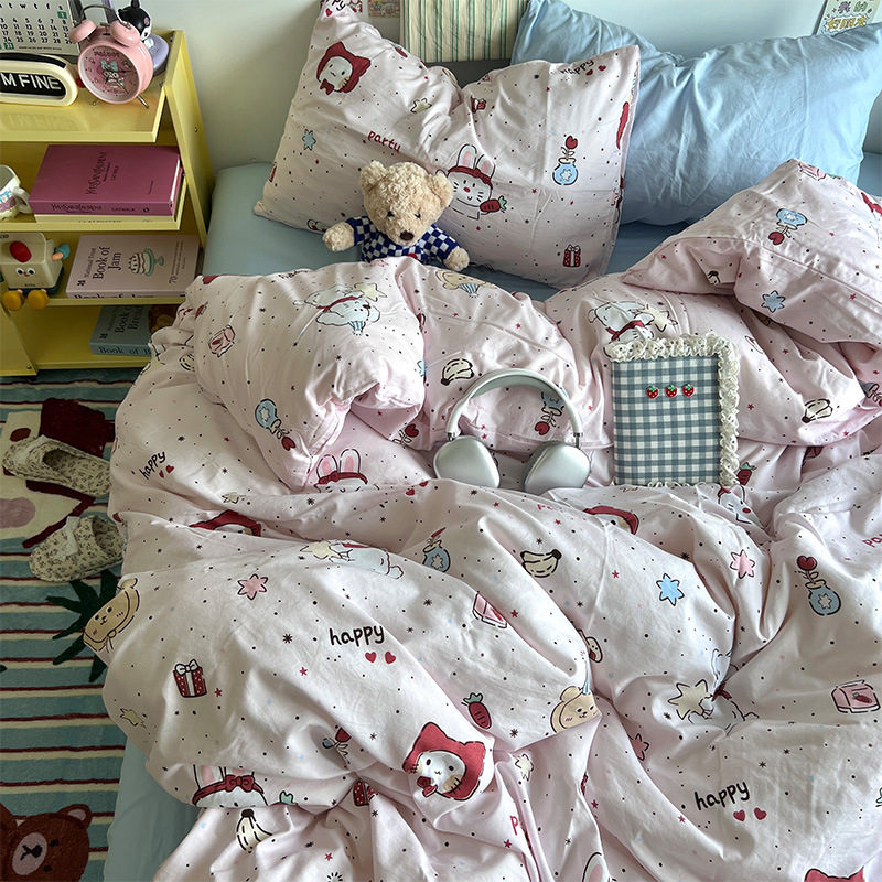 Clase A ropa de cama desnuda para dormir cuatro piezas de algodón lavado con agua sábanas de aire cubierta de cama de grado madre y bebé dormitorio de tres piezas