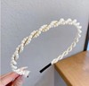 Headband from pearl for bride, woven hair accessory handmade, retro hairpins with bow, internet celebrity, simple and elegant design