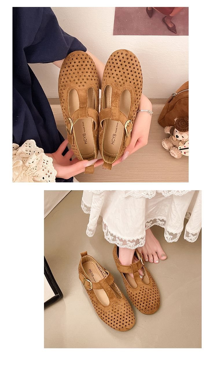 French-style Mary Jane For Women, 2026 Summer Collection, Round Toe, Shallow Cut, Hollowed-out, Breathable, Comfortable,_vogvips.com