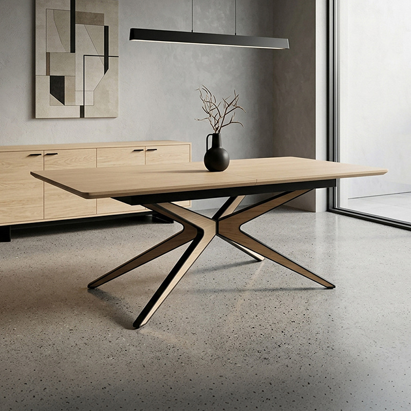 Mesa de comedor transfronteriza, mesa de negociación plegable retráctil, mesa de comedor de MDF pulverizada moderna y minimalista. image 5
