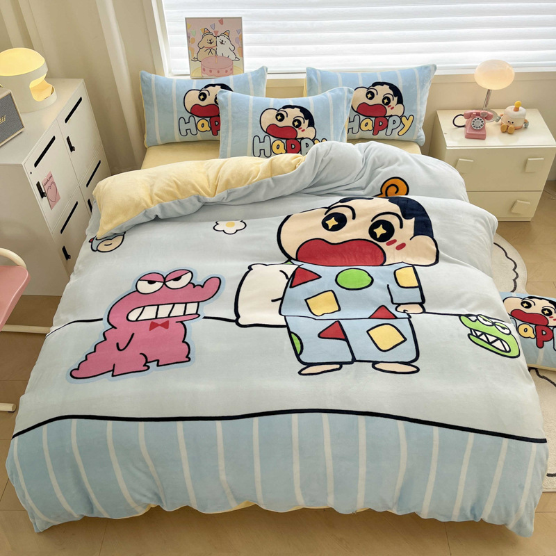 源头直发跨境单人学生宿舍床上用品秋冬床单卡通四件套单件被套罩|undefined