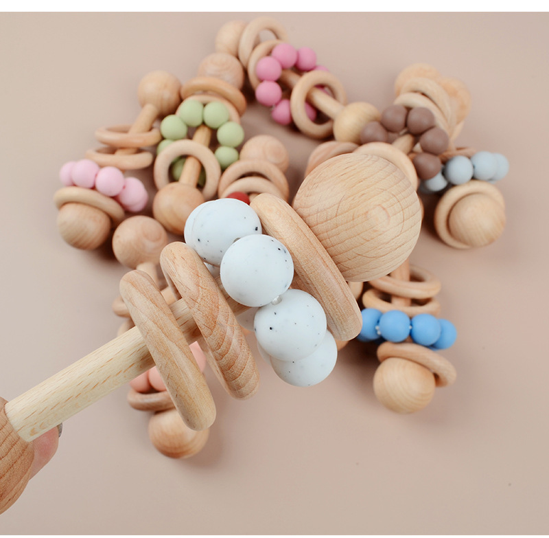 Beech Silicone Material Geometric Pattern Casual Style Geometric Beech Silicone Baby Toys