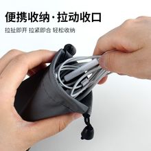 黑色防水PU袋高档玩具首饰品蓝牙压印礼品抽绳束口皮革耳机收纳袋