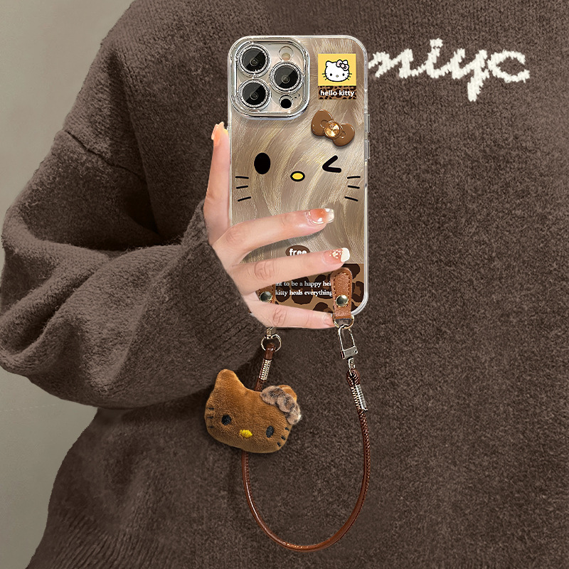 Leopard Print Kt Cat Lanyard Suitable for Apple 17 Feather Yarn Mobile Phone Case Iphone15Promax All-Inclusive Lens Film 16 Women Leopard Print Kt Cat Lanyard Suitable for Apple 17 Feather Yarn Mobile Phone Case Iphone15Promax All-Inclusive Lens Film 16 Women