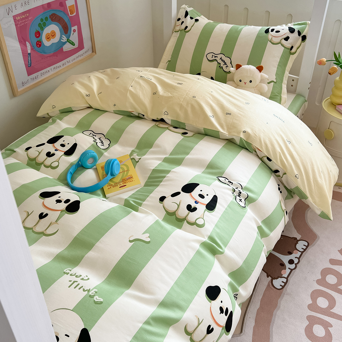 Dormitorio universitario ropa de cama de tres piezas algodón de cuatro piezas 100 sábanas individuales de algodón fundas de edredón