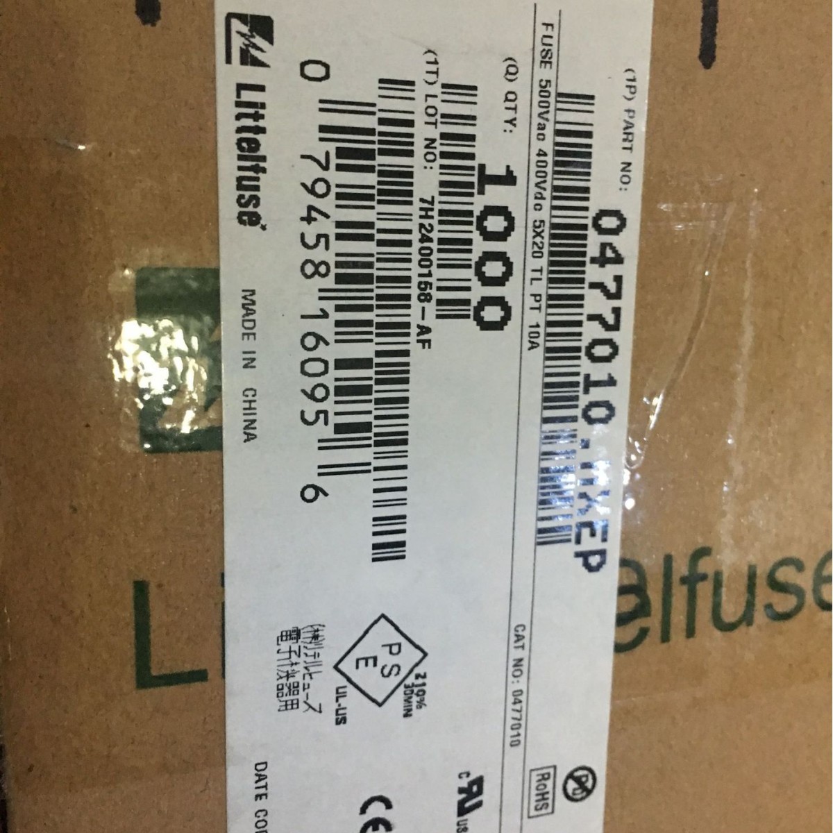 美国力特代理 0477010.MXEP 5*20带引脚 陶瓷保险丝 DIP 10A/500V