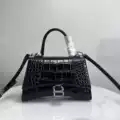 Crocodile pattern black silver buckle