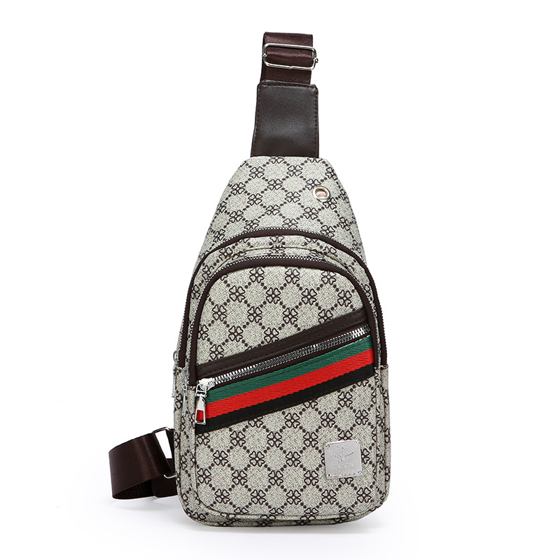 Nuevo bolso de pecho ligero de hombre estriado impreso de viaje de negocios bolso de hombro a prueba de agua tendencia PU simple mochila