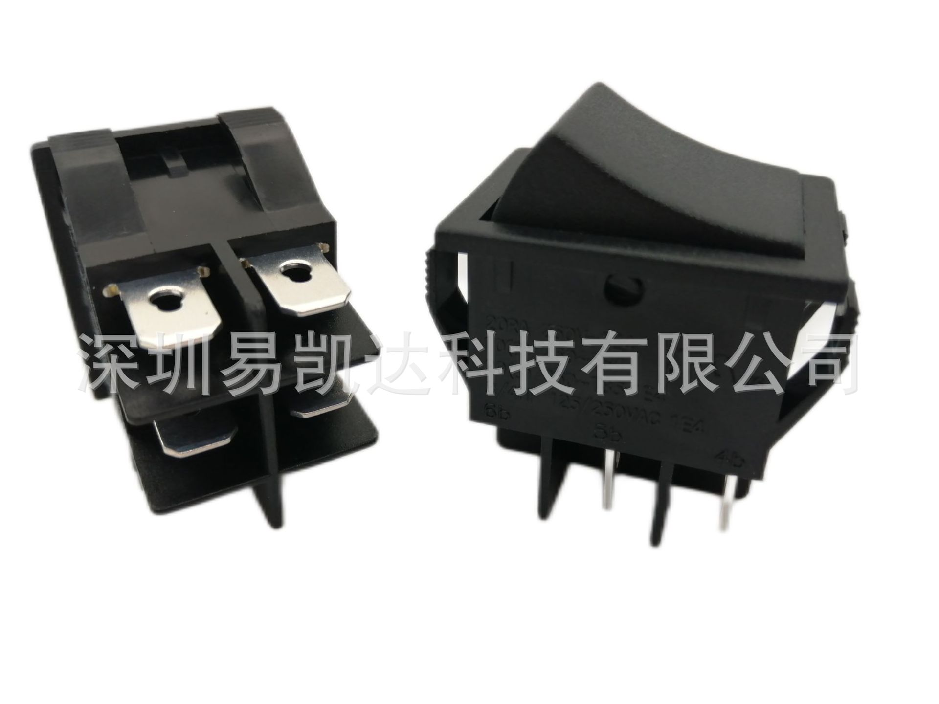 供应船型开关4脚2档瞬时开关 大电流翘板开关3077-（ON）-OFF