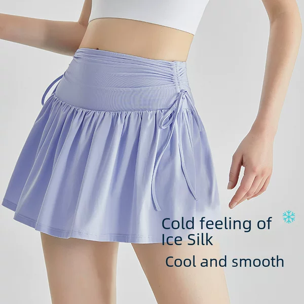 European and American new sports skirt Women's Fitness running badminton skirt fake two-piece high waist yoga pants quick-drying tennis skirt